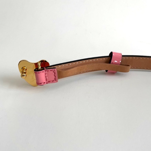 Vintage Escada Pink Patent Leather Belt with Gold Heart Buckle - Picture 4 of 8